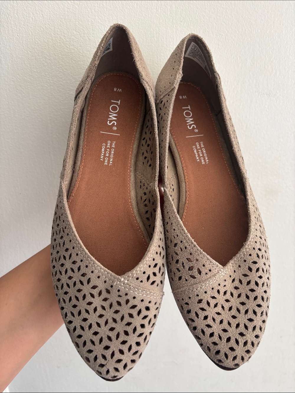 TOMS Taupe Perforated Suede Slip-On Flats